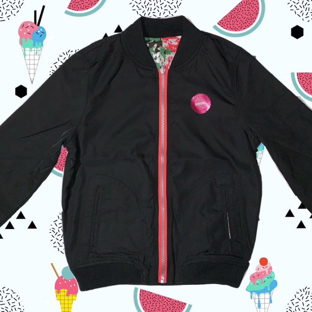 🌸 Flower to Black Reversible Bomber Jacket